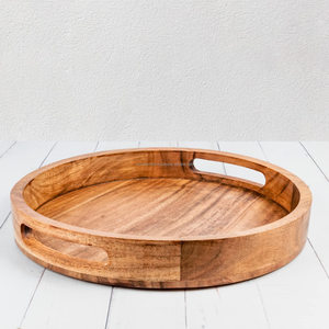 Good Quality Wood Round Tray Tea & Coffee Table Decorative Serving Tray Food Storage Platters for Serving Beverages & Food - Product Image 3