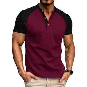 2025 verano estilo Europeo Americano hombres Waffle cuello Camiseta de manga corta 100% algodón transfronterizo - Product Image 1