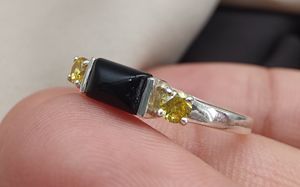 แหวนเงินแท้ 925 ประดับพลอยแบล็คออนิกซ์และซิทริน พร้อมตัวเลือกชุบทอง งานแฮนด์เมด เครื่องประดับพลอย ขายส่ง รับสั่งทำ - Product Image 3