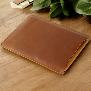 Housse pour ordinateur portable en cuir véritable, élégante et durable, pour hommes d'affaires, bureau et GLS-0221 de voyage quotidien - Product Image 1