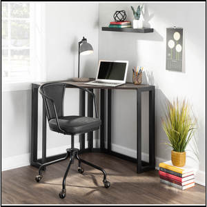 Bureau d'angle industriel romain Lumisource dans un bureau élégant en bambou expresso - Product Image 5