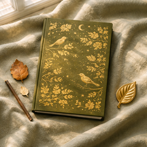 Journal relié en lin vert LABON avec couverture rigide, feuille d'or, oiseau botanique, carnet de notes de qualité supérieure pour écrire, tenir un journal, faire des croquis - Product Image 5