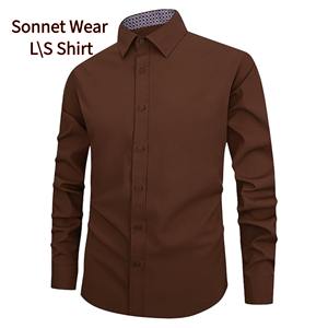 Chemises d'affaires formelles chemises boutonnées à manches longues 100% coton pour hommes - Product Image 2