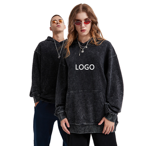 Sudadera con capucha de hombre personalizada, 80% algodón, con cremallera completa, lavado ácido y efecto vintage, para otoño, con acabado desgastado, para bordado, lisa - Product Image 4