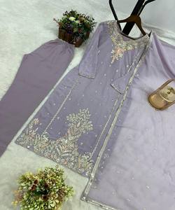 FANCY GEORGETTE BORDADO SECUENCIA TRABAJO TOP BOTTOM CON DUPATTA FESTIVE WEAR PRECIO AL POR MAYOR ROPA ÉTNICA - Product Image 5