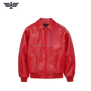 Unique Design <b>Men's</b> White Sheep Skin Bomber <b>Jacket</b> Contrast Rib Premium Streetwear <b>Zip</b>-Up Front Logo Faux Fur Lining Breathable - Product Image 1