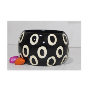 Women's New Fashion Stylish Design <b>Wooden</b> <b>Bangle</b> Colorful Circle Pattern-White and Black Traditional Vintage Style - Product Image 1