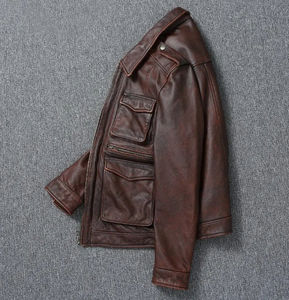 Nouvelle arrivée : veste en cuir élégante pour homme, personnalisable avec logo OEM, broderie en tissu, cuir véritable. - Product Image 6