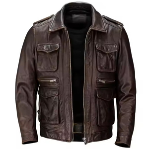 Top Genuine Leather <b>Canvas</b> <b>Jacket</b> Best Arrival Men Winter Custom Front Style High Quality Windproof Eco-Friendly OEM Service - Product Image 1