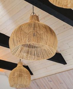 High Quality Modern Seagrass Rattan <b>Bamboo</b> Handwoven Customizable Chandelier Lampshade for Home Cafe Decor - Product Image 5