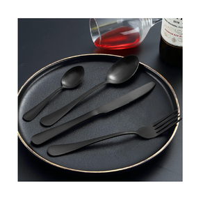 Cuillère à couverts personnalisée en acier inoxydable Couverts en acier inoxydable Ensemble de couverts en or noir poli - Product Image 3