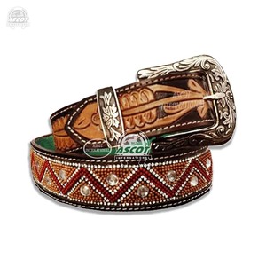 เข็มขัดหนังประดับพลอยเทียมสำหรับผู้ชายและผู้หญิงเข็มขัดลูกปัดเครื่องประดับแฟชั่น - Product Image 4