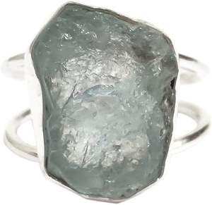 Anillo de Plata de Ley 925 con Piedra Preciosa de Aguamarina Natural, Anillo de Doble Banda Hecho a Mano para Navidad, Piedra de Nacimiento de Marzo - Product Image 3