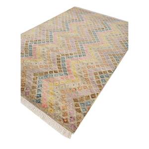 Erbe AKWL-1289 Ivory Hand Knotted <b>Wool</b> Rug Geometric Rectangle Pattern for Home Living Room or Hallway Decor 9x12" Size - Product Image 2