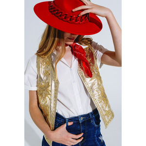 Chaleco Abierto con Estrellas Bordadas en Dorado - Product Image 1