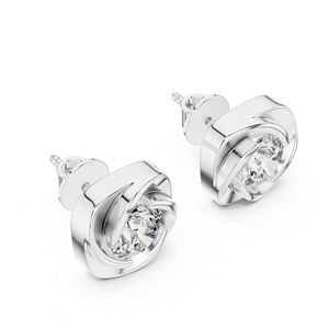 Pendientes de Diamantes Redondos Cultivados en Laboratorio en Oro Blanco de 14K para Mujer |   Regalo de Aniversario para Ella |   Diamante Cultivado Nuevo - Product Image 4