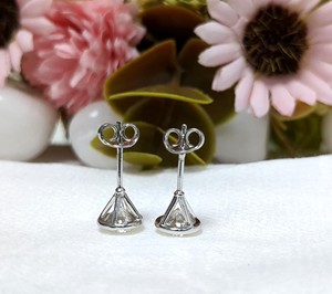 2 Ct Round Cut Moissanite Stud Bezel Set <b>Earrings</b>, Wedding Gift For Women's, Diamond Push Back <b>Earrings</b>, Solid 14K <b>White</b> Gold - Product Image 4