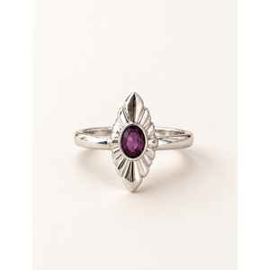 Anillo Geométrico de Topacio Chapado en Platino y Rodio con Engaste Invisible, Piedra Preciosa Tallada, Regalo - Product Image 1