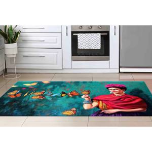 พรมเชนิลล์ลายผีเสื้อ Frida Kahlo: พรมตกแต่งร้านเสริมสวยกันลื่น พรมนุ่มแบบไม่ทอ - Product Image 5