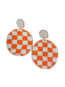 Pendientes Personalizados Hechos a Mano de los Clemson Tigers para el Día del Partido - Diseño de Huella de Tigre Amarillo y Morado con Cuentas de Semillas - Product Image 5