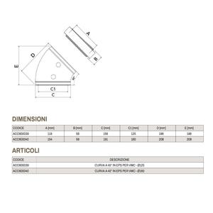 Tecnosystemi 45 EPS Bend para Sistemas VMC HVAC, Piezas con Diámetro de 125 y 160 - Product Image 3