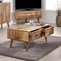 Table basse moderne Marlow en bois de manguier avec 2 tiroirs