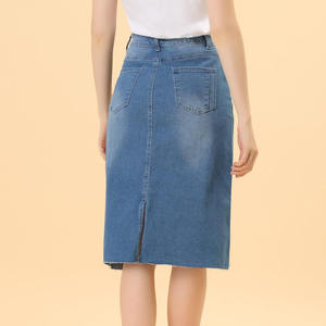 Mini-jupe en jean streetwear d'hiver 2025 de haute qualité pour femme avec fente latérale, taille haute, en tissu extensible – Vente en gros - Product Image 2