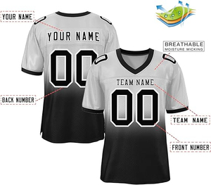 Camiseta de fútbol americano de sarga de aparejos juveniles de entrenador de alta calidad, uniformes de fútbol americano personalizados, camiseta sublimada con cuello en V - Product Image 2