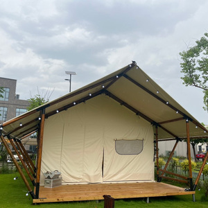 Tente de Glamping Hôtelière de Luxe Écologique <span class=keywords><strong>JLW</strong></span> 5m Double Hauteur, Housse Oxford Ignifuge, PVC Extensible, Couleur Bois, Aluminium - Product Image 3
