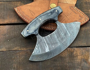 Couteaux à hacher Ulu écologiques à lame en acier Damas à haute teneur en carbone, fabriqués à la main, avec fourreau en bois et poignée réglable, à prix raisonnable - Product Image 4