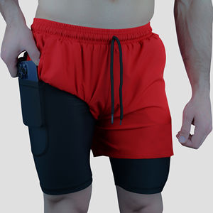 กางเกงขาสั้นผู้ชายแบบ2 in 1กางเกงขาสั้นวิ่งแห้งเร็วออกกำลังกายยิมฟิตเนสออกกำลังกายมีกระเป๋าในตัว - Product Image 1