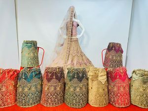 Exquisito sari nupcial de 3 estilos Latkan con Jarkan completo y terciopelo Dupatta estilo de boda indio pakistaní - Product Image 2