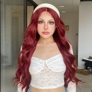 DWY Transparent Lace Front Synthetic <b>Wig</b> Long-Length Water Wavy Dyed Version Glueless - Product Image 5