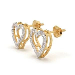 High Demand <b>Hearts</b> Diamond Stud <b>Earrings</b> in Gold or <b>Silver</b> Best Price Everyday Luxury Occasions - Product Image 6