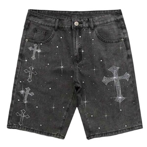 Shorts de Mezclilla de Primera Calidad, Fabricación al por Mayor, Diseños Personalizados, Shorts de Mezclilla con Pedrería, Los Mejores Shorts de Mezclilla con Pedrería - Product Image 1