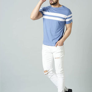 Camisetas de Algodón con Cuello Redondo y Estampado para Hombre, Última Moda de Primavera y Otoño, Ropa de Calle Informal de Alta Calidad con Paneles Decorativos - Product Image 4
