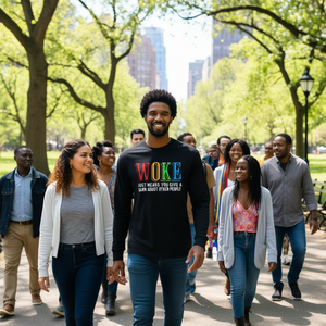 Camiseta de manga larga con estampado de orgullo: "Woke Just Means You Give A Damn About Other People" - Product Image 3