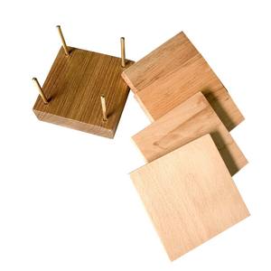 American Elm Wooden Square <b>With</b> Rounded Corners Acacia Solid Wood <b>Coaster</b> <b>Coaster</b> <b>Set</b> <b>with</b> <b>Holder</b> Insulation Mat for Home - Product Image 5