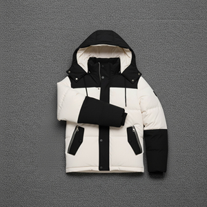 Article très vendu col montant avec capuche amovible DTF personnalisé logo imprimé vêtements décontractés d'hiver fermeture éclair homme doudoune - Product Image 5