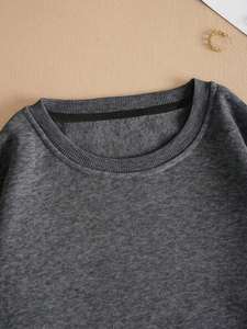 Heavyweight Fleece Oversized <b>Sweatshirt</b> <b>Men</b> Women Plain <b>Crewneck</b> Pullover Drop Shoulder Long Sleeve Casual Winter Streetwear - Product Image 3