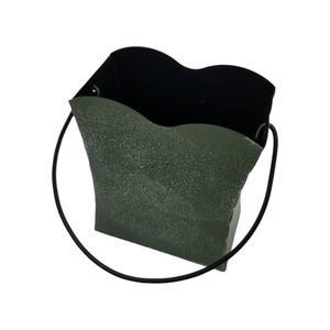 Seau de Noël en métal avec motif de Père Noël peint, pour rangement décoratif festif intérieur/extérieur saisonnier - Product Image 2