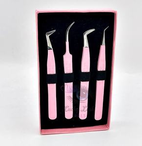 Juego de Pinzas para Extensión de Pestañas de Acero Inoxidable Rosa Bebé Personalizadas con Punta Puntiaguda, Etiqueta Personalizada y Agarre Fuerte - Product Image 4