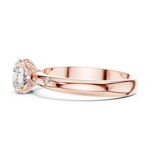 Bague solitaire élégante en diamant de laboratoire 1 carat avec pierres serties, en or rose 18 carats plaqué rhodium, certifiée IGI, pour mariage, fiançailles, soirée - Product Image 3