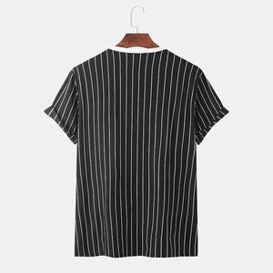 Men's <b>Black</b> 100% Cotton Oxford Fabric O-Neck Short Sleeve Regular Fit <b>Long</b> Sporty Breathable T-Shirt Jersey Knit <b>Top</b> - Product Image 4