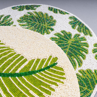 Napperons rectangulaires de luxe faits main en perles de verre écologiques pour table à manger, 14 pouces, pour réunions, avec broderie au point de croix et point de croix au point de fer.