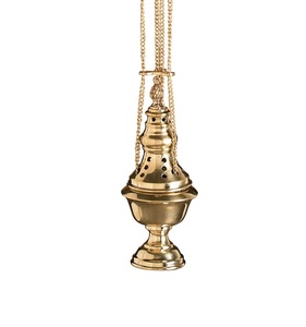 Quemador de incienso colgante de latón puro duradero y elegante con diseño en relieve más vendido, soporte de incienso personalizado chapado en oro. - Product Image 5