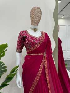 Saree ออกแบบที่สวยงามด้วยด้ายและลำดับการทำงาน - Product Image 5
