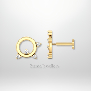 Boucles d'oreilles piercing disque de luxe en or 10K 14K 18K VVS DEF diamants réels et cultivés en laboratoire certifiés GIA IGI vente en gros - Product Image 6