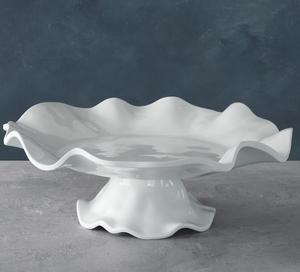 Base para Pastel de Cerámica Estilo Occidental, Soporte para Cupcakes de Porcelana Blanca Personalizado, Base para Pastel con Forma Ondulada Elegante para Almacenamiento de Postres - Product Image 1