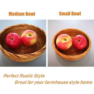 Cuenco de malla de ratán de diseño antiguo, plato de Color marrón hecho a mano, Ideal para bodas y utensilios de cocina, colección de ratán - Product Image 3